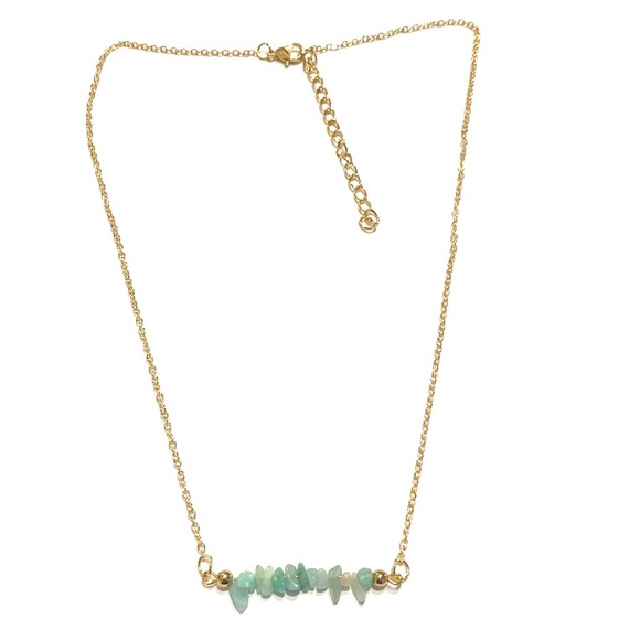 Crystal Necklace Gold Tone Semi Precious Stones Aquamarine - Picture 3 of 4